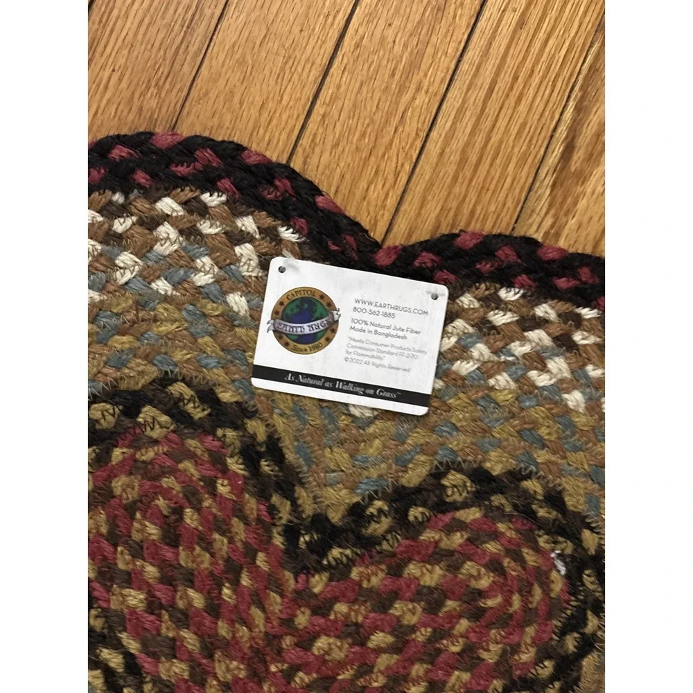Burgundy Multi Colored‎ Dog Bone Shape Jute Braided Rug 18